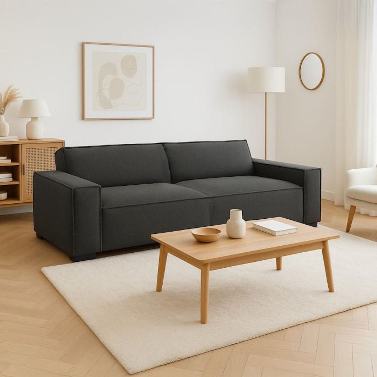 Paris Prix Canapé Convertible 3 Places  Dylan  230cm Gris