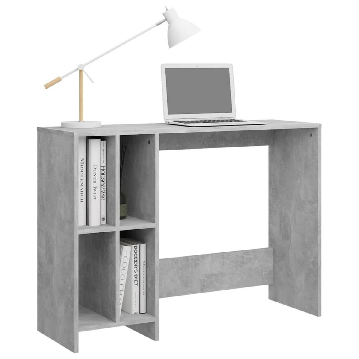 VIDAXL Bureau d'ordinateur portable gris beton bois d'ingenierie