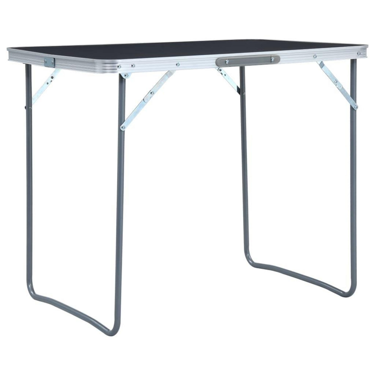 VIDAXL Table pliable de camping avec cadre en metal 80x60 cm Gris