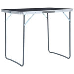 VIDAXL Table pliable de camping avec cadre en metal 80x60 cm Gris