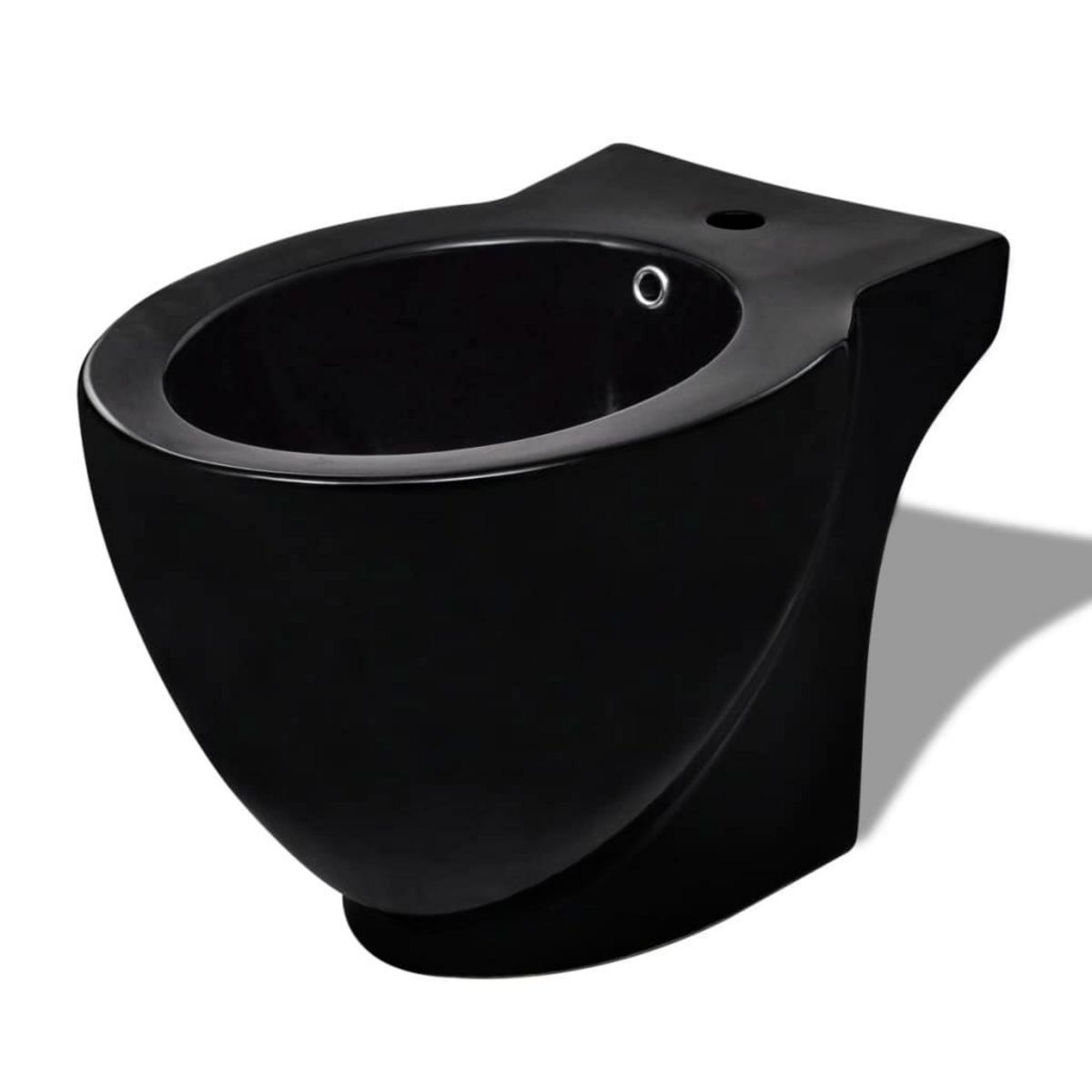VIDAXL Bidet rond a poser en ceramique sanitaire noir