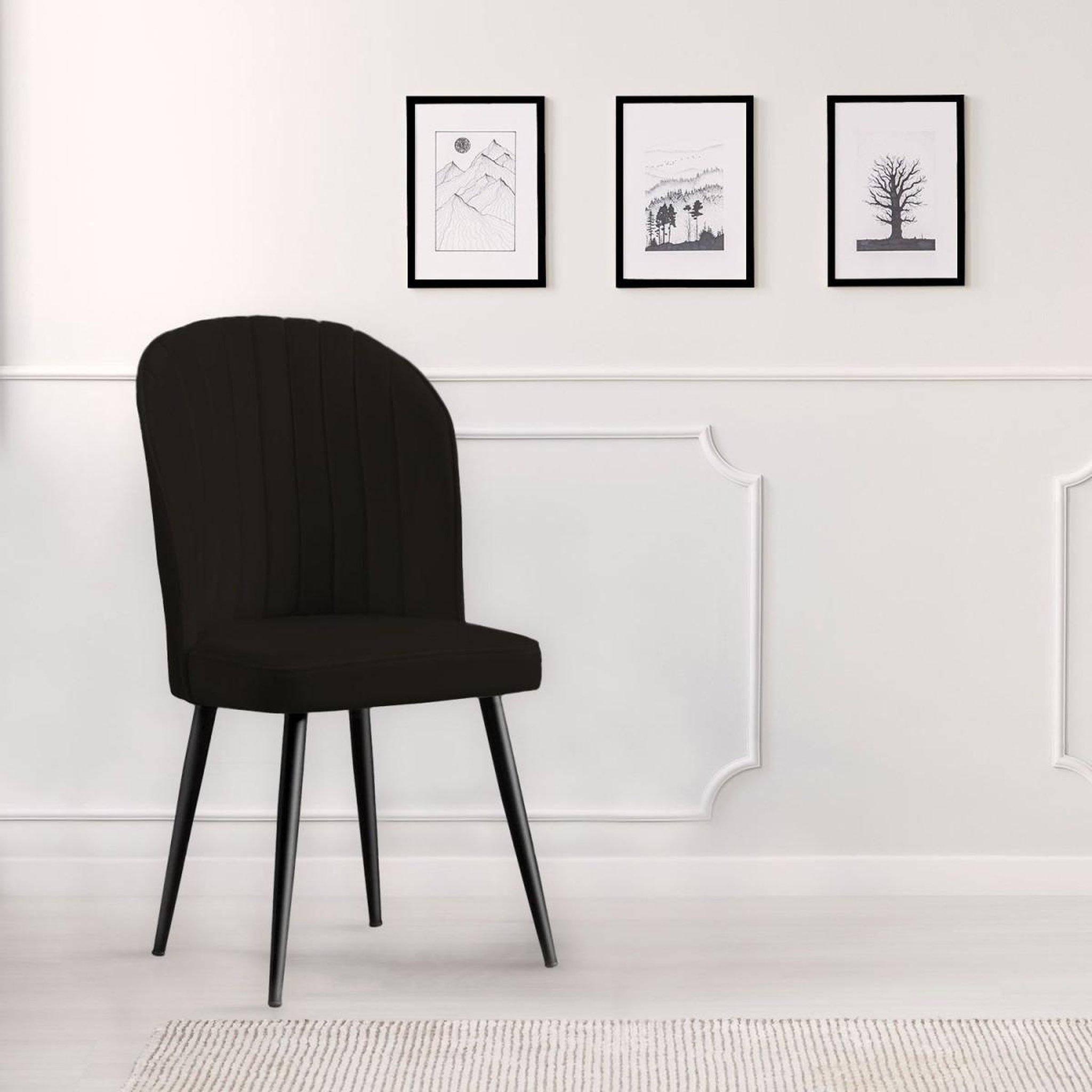 Voir la diapositive 5 : Paris Prix Lot de 2 Chaises Matelassées en Velours  Carmela  87cm Noir