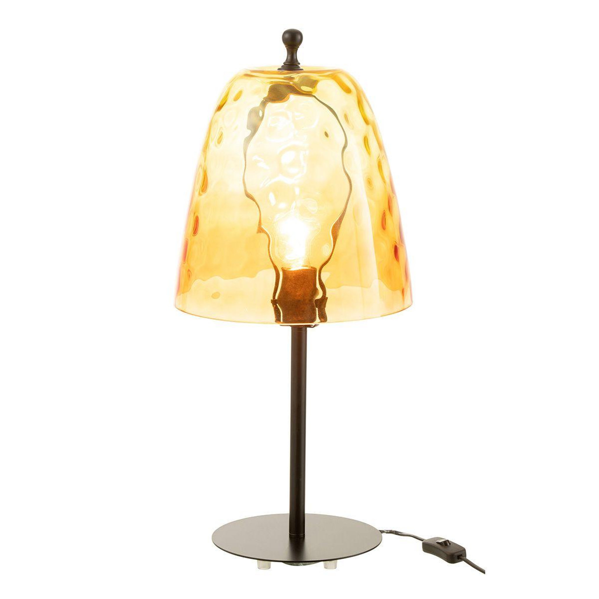 Voir la diapositive 2 : J-LINE Lampe à poser en verre  océane  58cm jaune