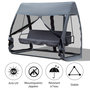 Voir la diapositive 4 : OUTSUNNY Balancelle de jardin convertible 3 places grand confort : matelas assise dossier, moustiquaire intégrale zippée avec toit,  pochette rangement métal époxy polyester gris
