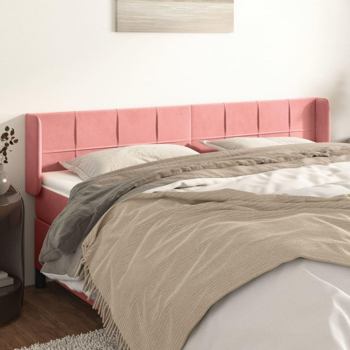 VIDAXL Tete de lit avec oreilles Rose 203x16x78/88 cm Velours