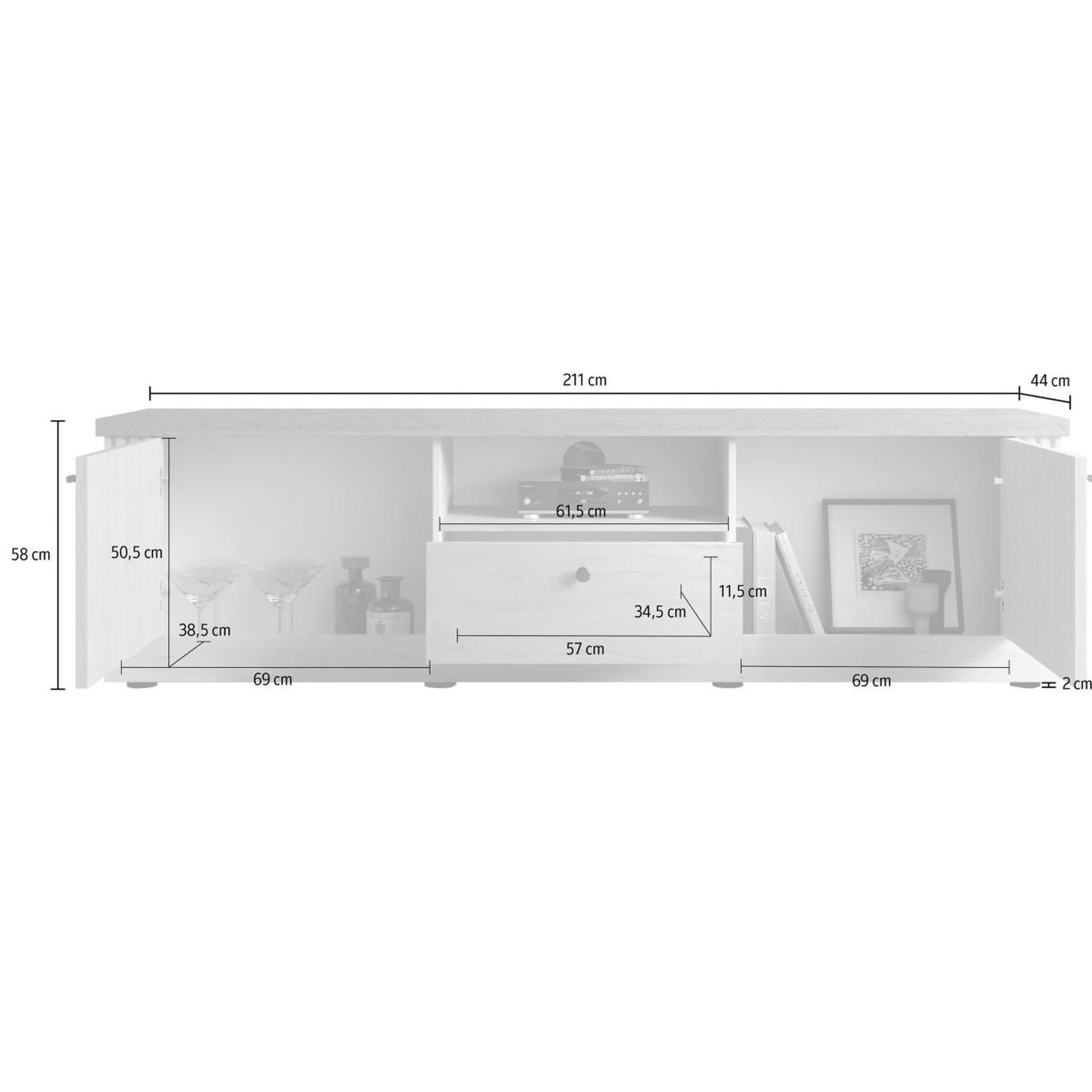 Voir la diapositive 6 : JLC KREATION Meuble tv moderne coloris chêne naturel 210cm yanis