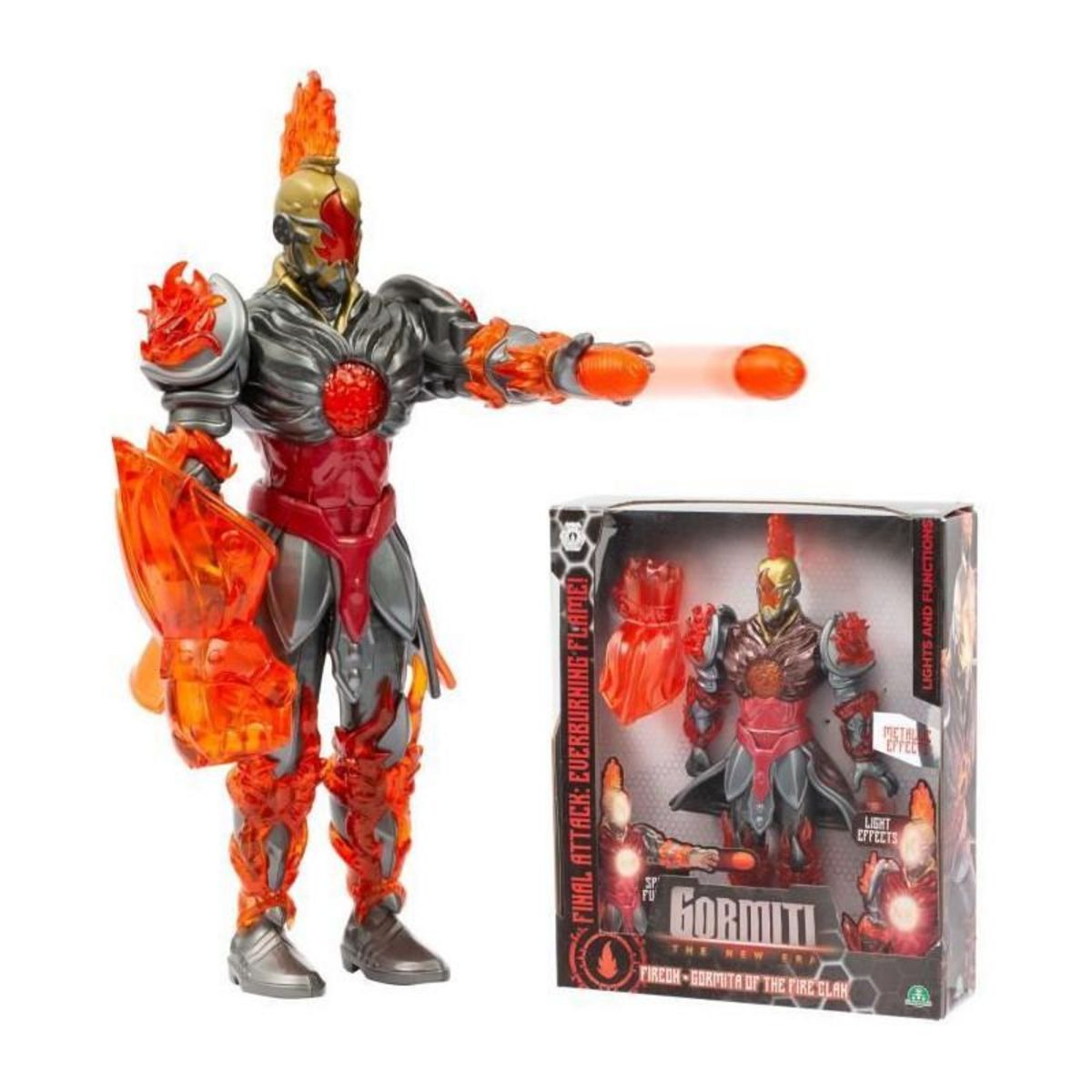Figurine articulée - GORMITI - Gormiti avec attaque lumineuse Feu - Fireon - 27 cm - a partir de 4 ans - GRV073