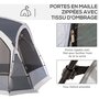 Voir la diapositive 5 : OUTSUNNY Tente de camping dôme familiale 6-8 personnes - 4 portes en filet zippées, tissu Oxford amovible, crochet lampe, sac de transport - dim. 350L x 350l x 230H cm - blanc gris