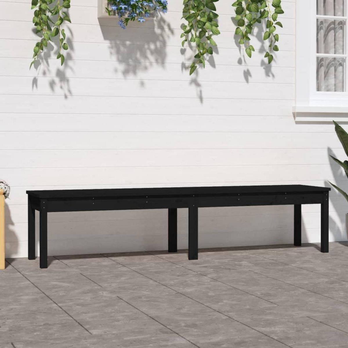 VIDAXL Banc de jardin a 2 places noir 203,5x44x45cm bois massif de pin