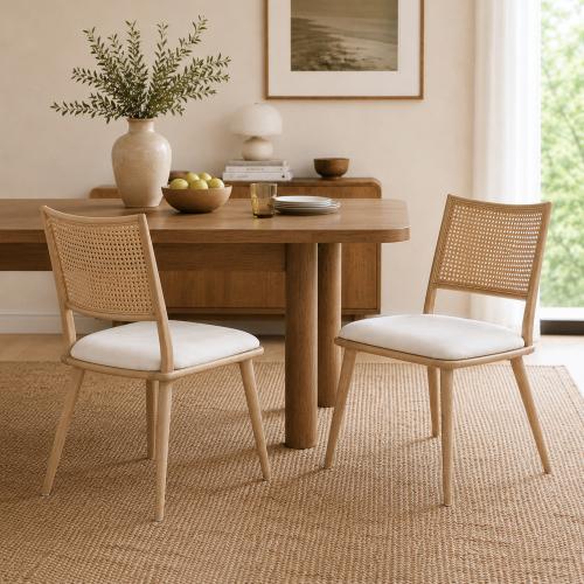 Voir la diapositive 4 : MERAX Lot de 2 chaises de salle à manger avec dossier rotin coloris beige