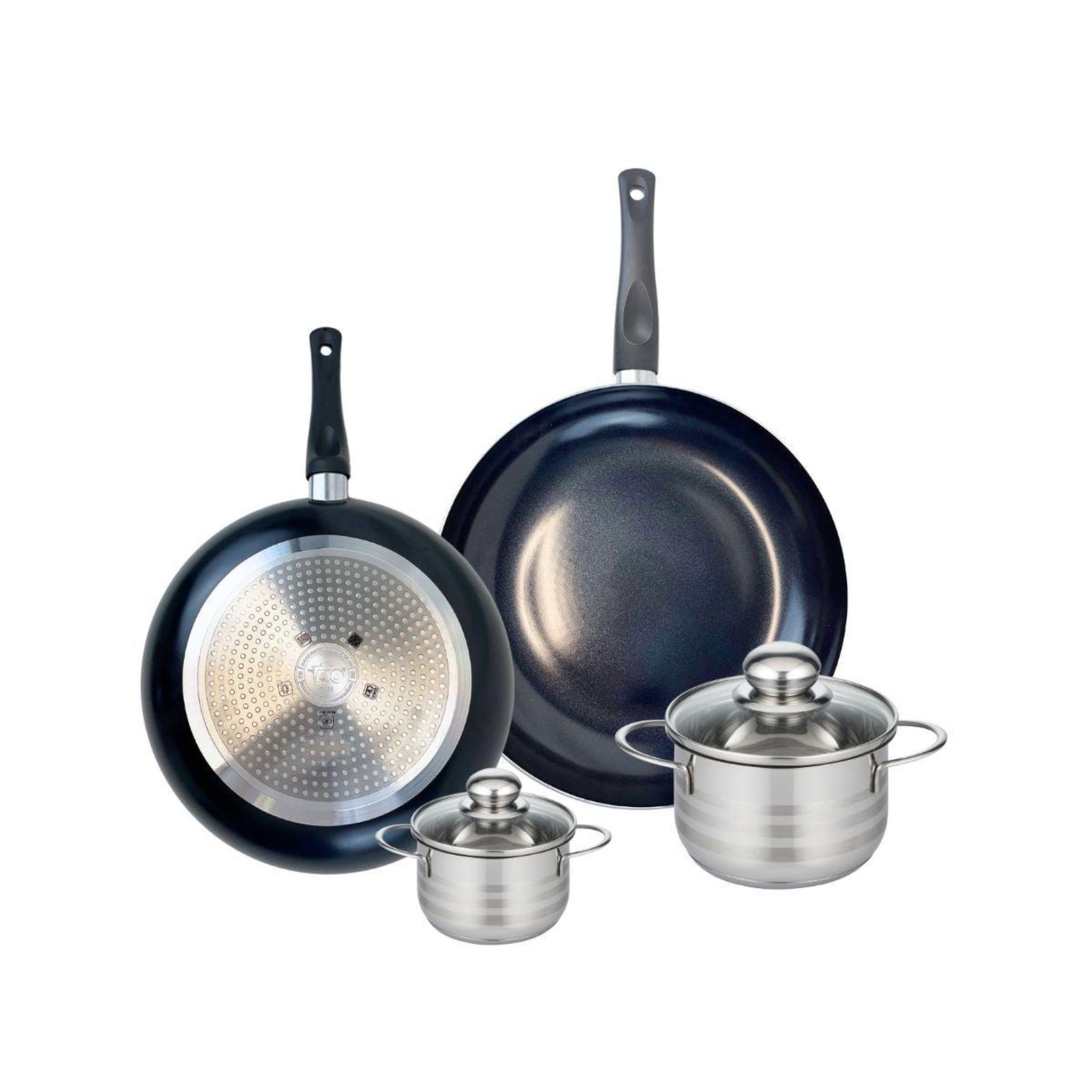 ELO Ensemble de 2 poêles de cuisson 28 et 32 cm et 2 faitouts 12 et 16 cm elo prima brillant