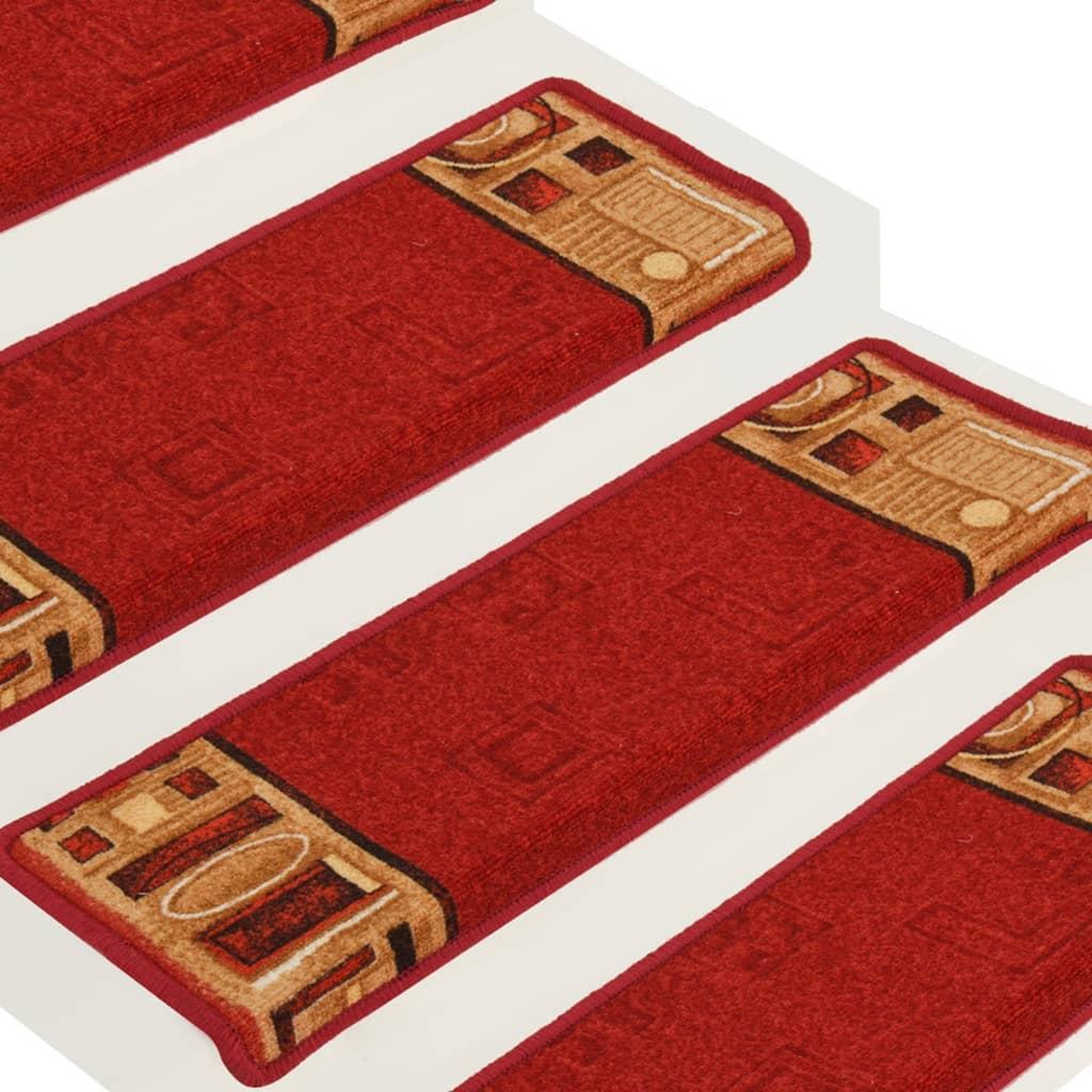 Voir la diapositive 4 : VIDAXL Tapis d'escalier autocollants 15 pcs 65x21x4 cm Rouge
