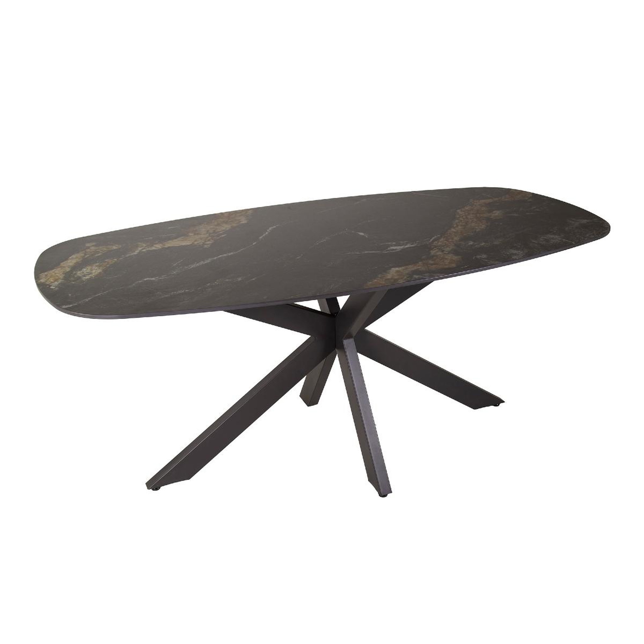 JLC KREATION Table à manger ovale en céramique avec pied central DANY