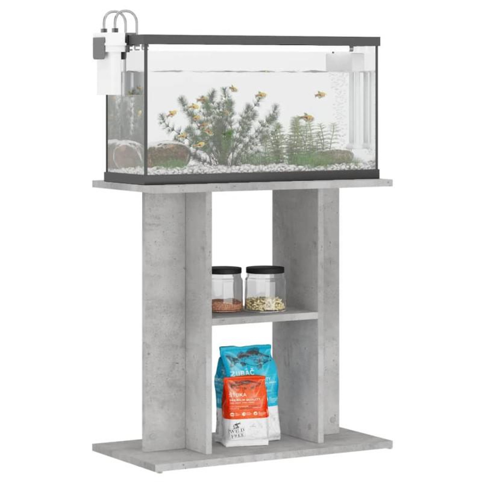Voir la diapositive 3 : VIDAXL Support pour aquarium gris béton 60x30x60 cm bois d ingénierie