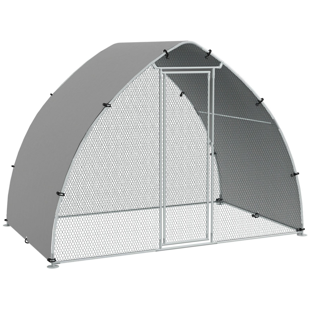 PAWHUT Enclos poulailler chenil 5,75 m² - toit anti-UV, porte verouillable - dim. 3,04L x 1,9l x 2,2H m - acier galvanisé