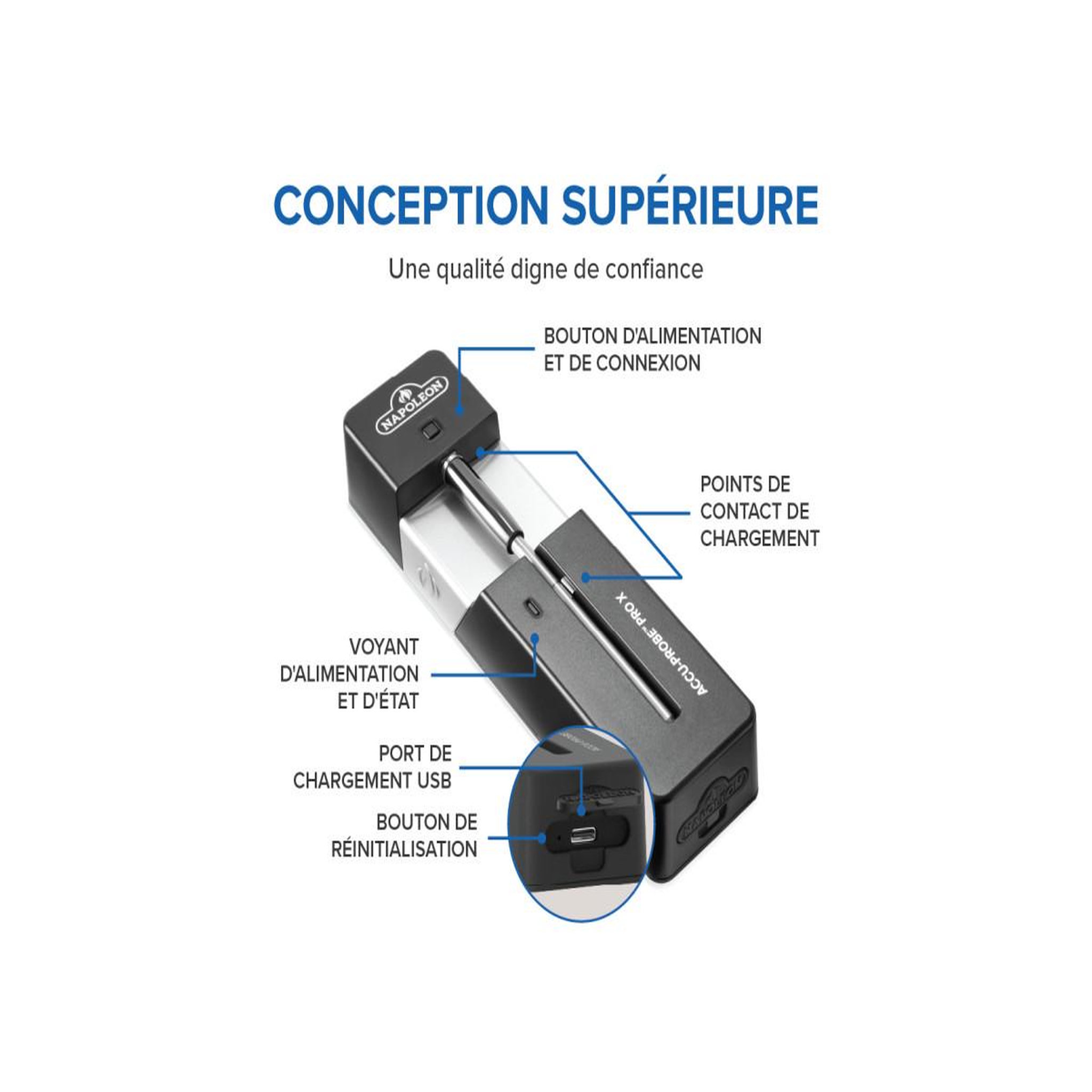 Voir la diapositive 5 : NAPOLEON Thermomètre wifi et bluetooth accu-probe - napoléon