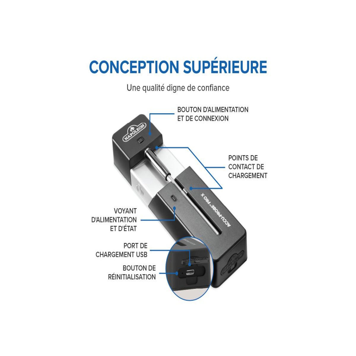 NAPOLEON Thermomètre wifi et bluetooth Accu-Probe - Napoléon