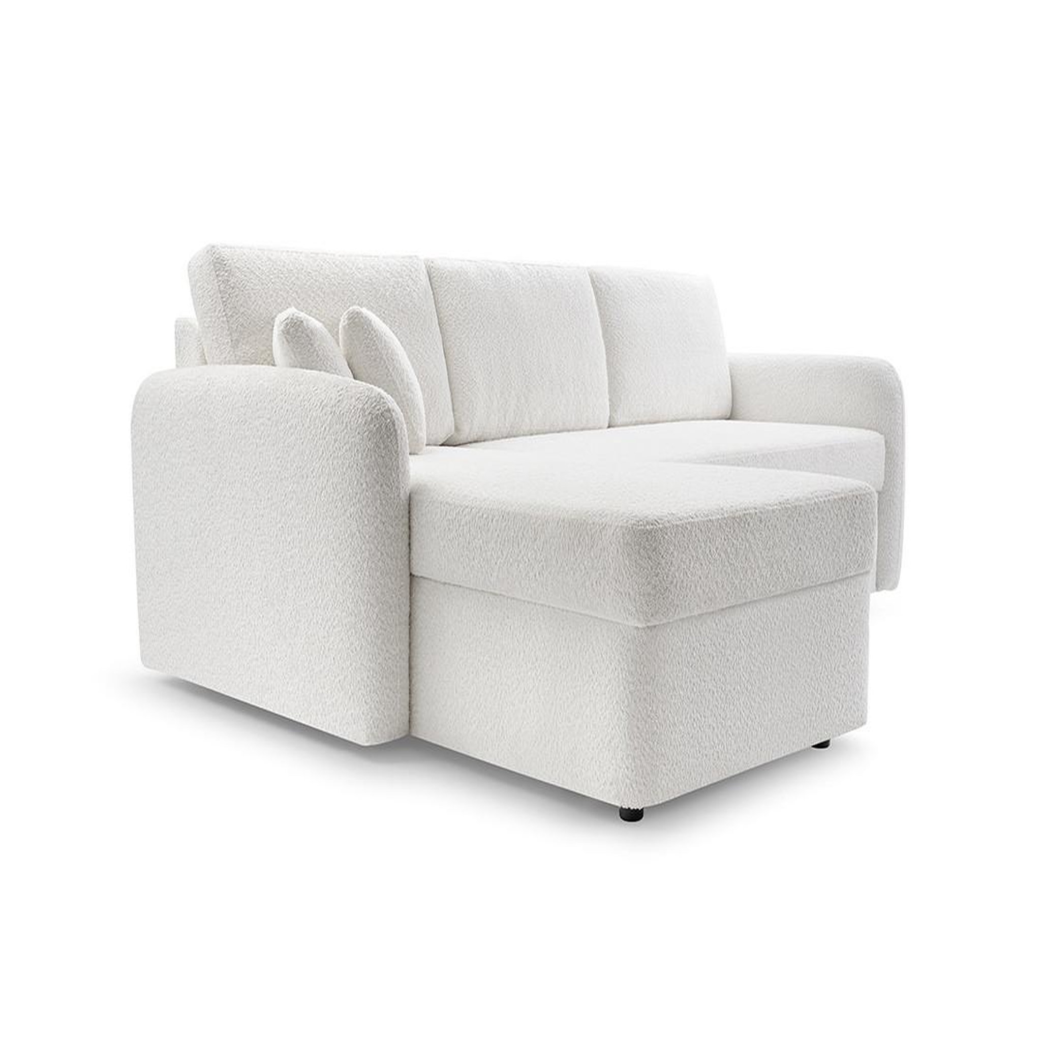 Voir la diapositive 5 : BEST MOBILIER Pocatello - canapé d'angle réversible 4 places - convertible avec coffre - en tissu bouclette