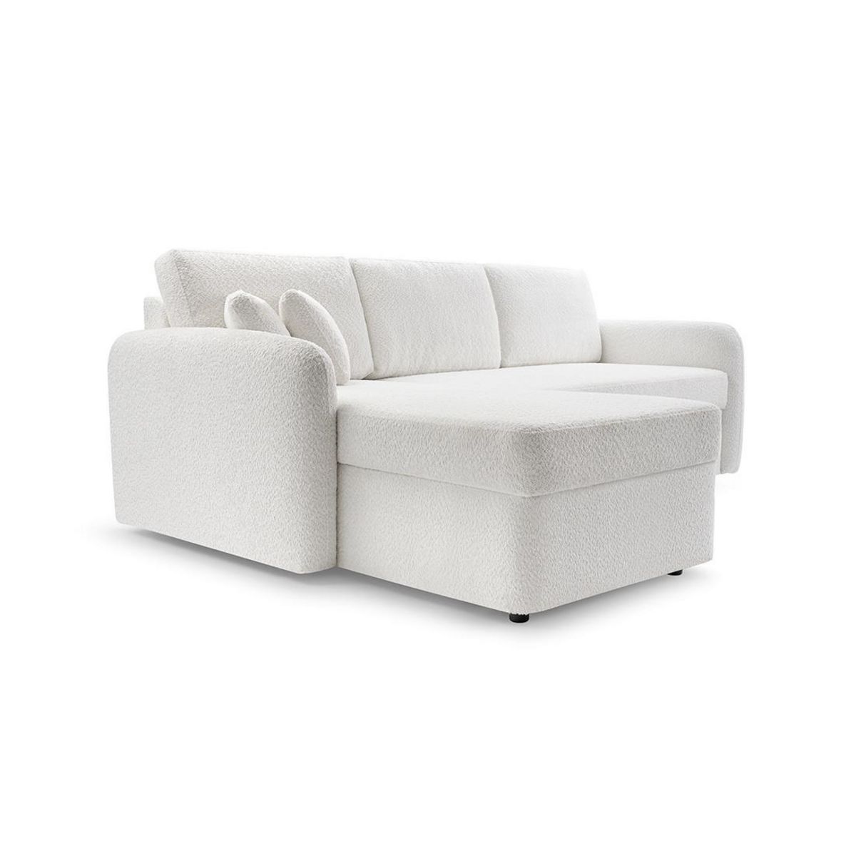 BEST MOBILIER Pocatello - canapé d'angle réversible 4 places - convertible avec coffre - en tissu bouclette