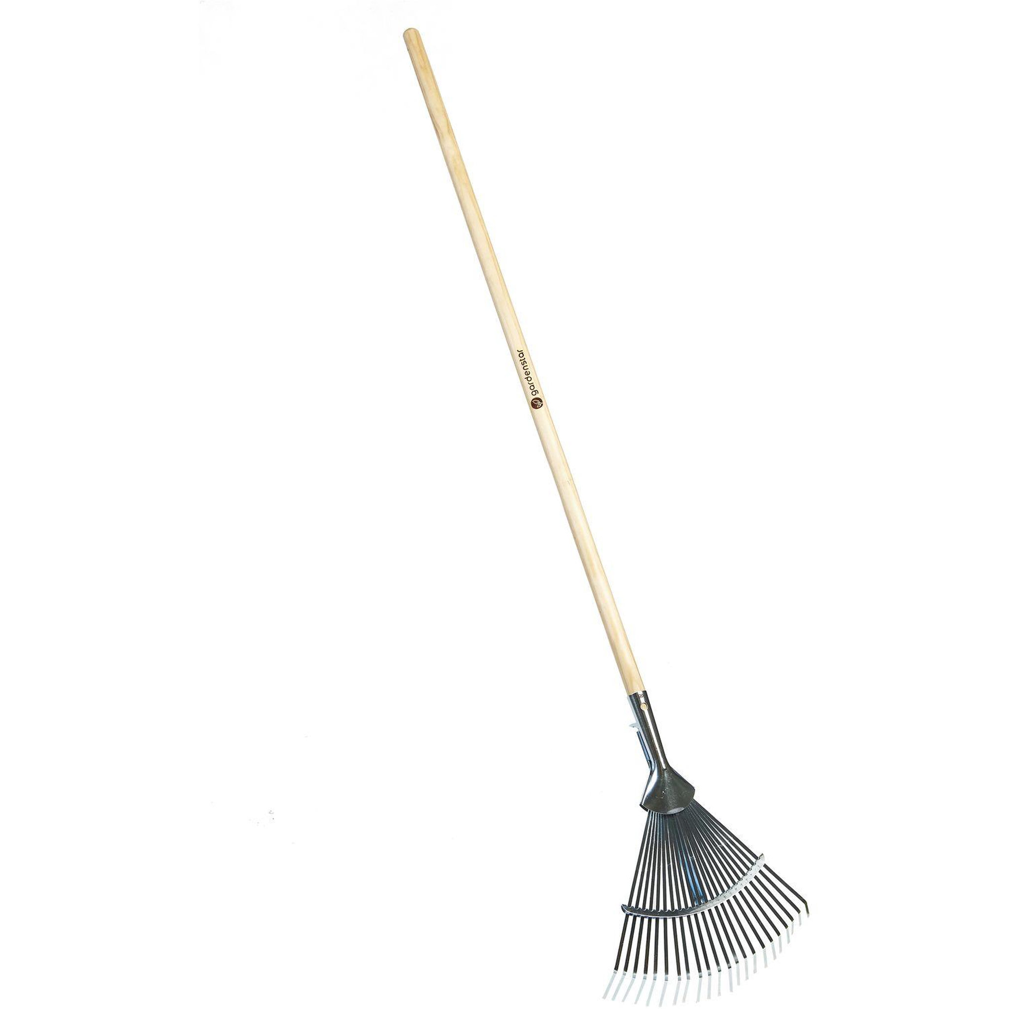 Voir la diapositive 2 : GARDENSTAR Râteau à feuilles - 22 dents tête réglable manche bambou