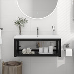 VIDAXL Cadre de lavabo de salle de bain mural Noir 79x38x31 cm Fer