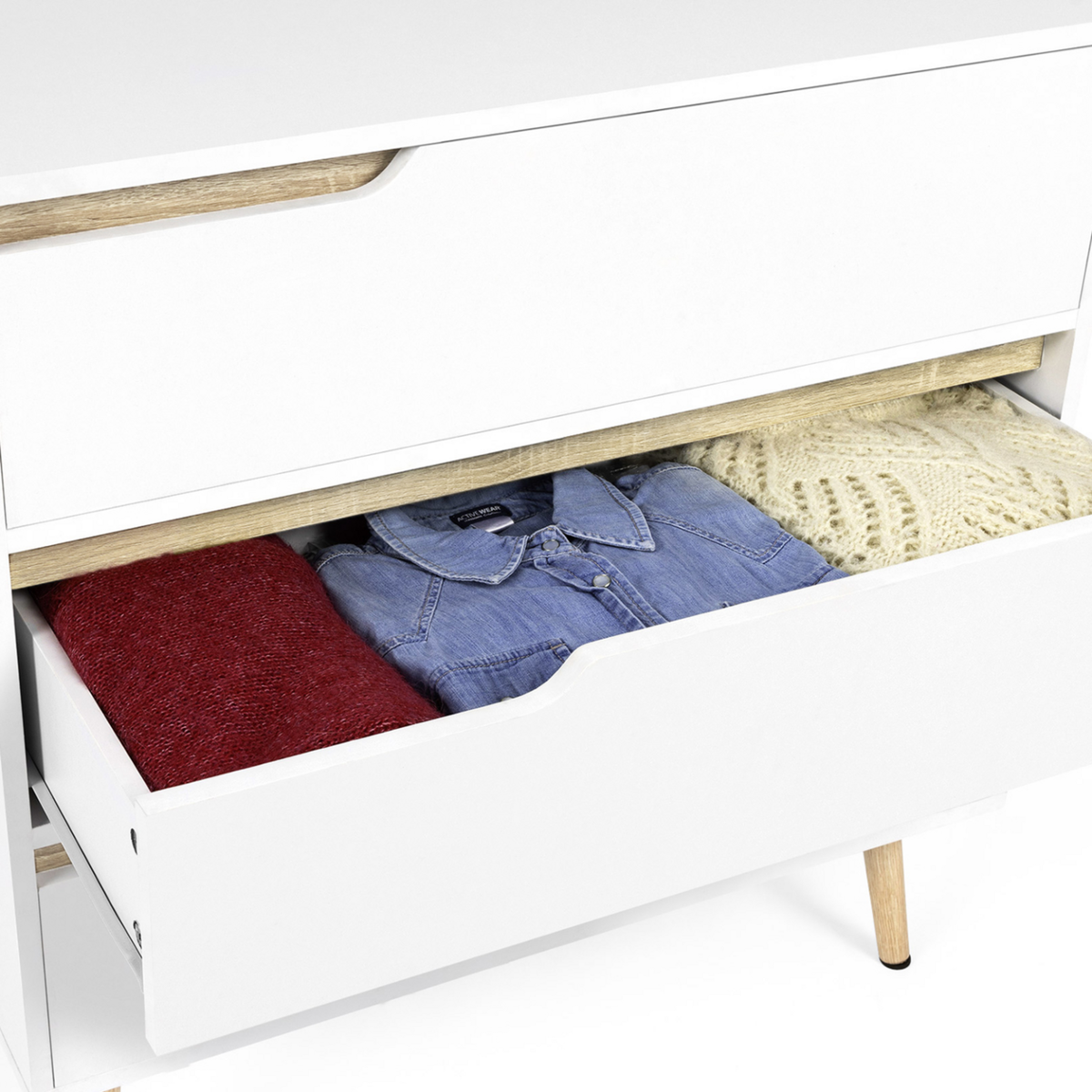 ID MARKET Commode 3 tiroirs HELSINKI 80 cm scandinave blanc