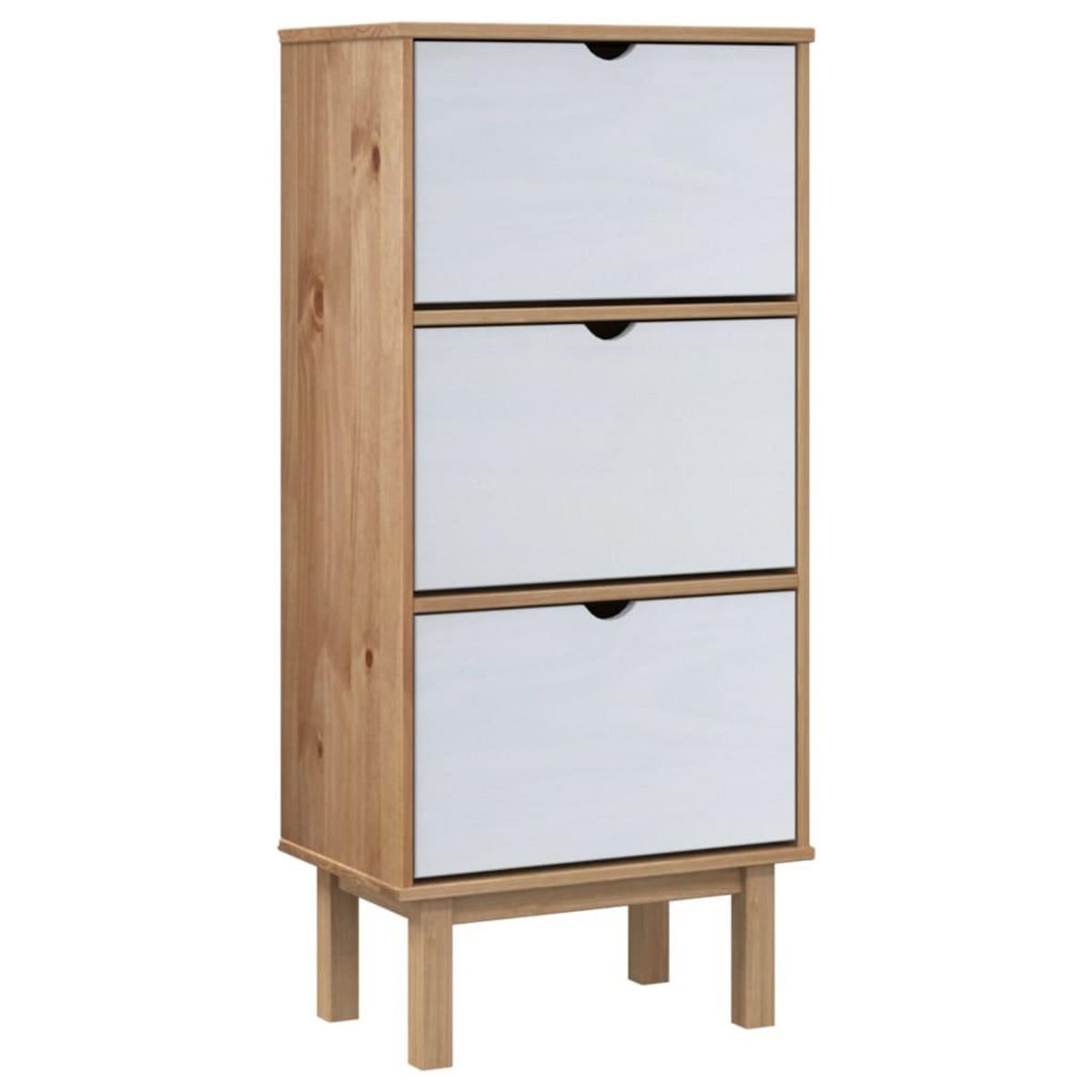 VIDAXL Armoire a chaussures OTTA et 3 tiroirs Marron et blanc Bois pin