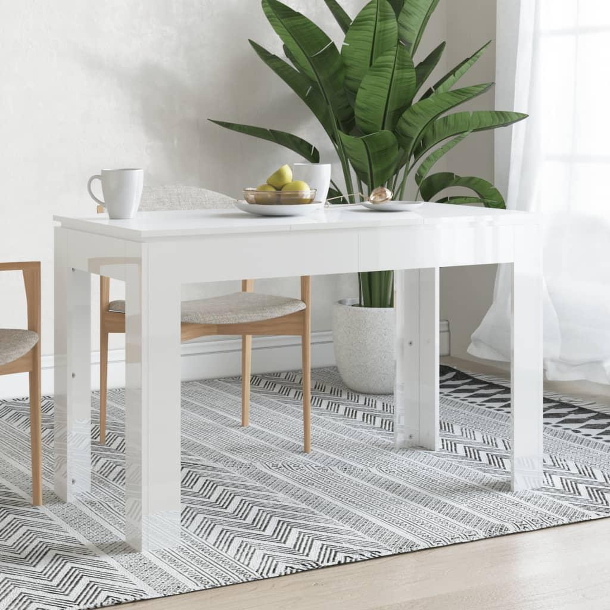 Voir la diapositive 1 : VIDAXL Table a manger Blanc brillant 120x60x76 cm Bois d'ingenierie