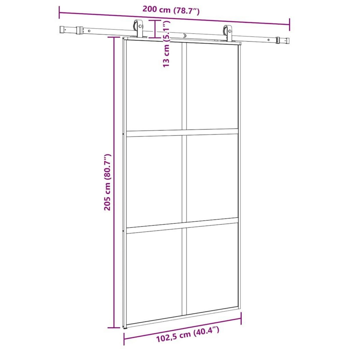 VIDAXL Porte coulissante avec kit de quincaillerie noir 102,5x205 cm