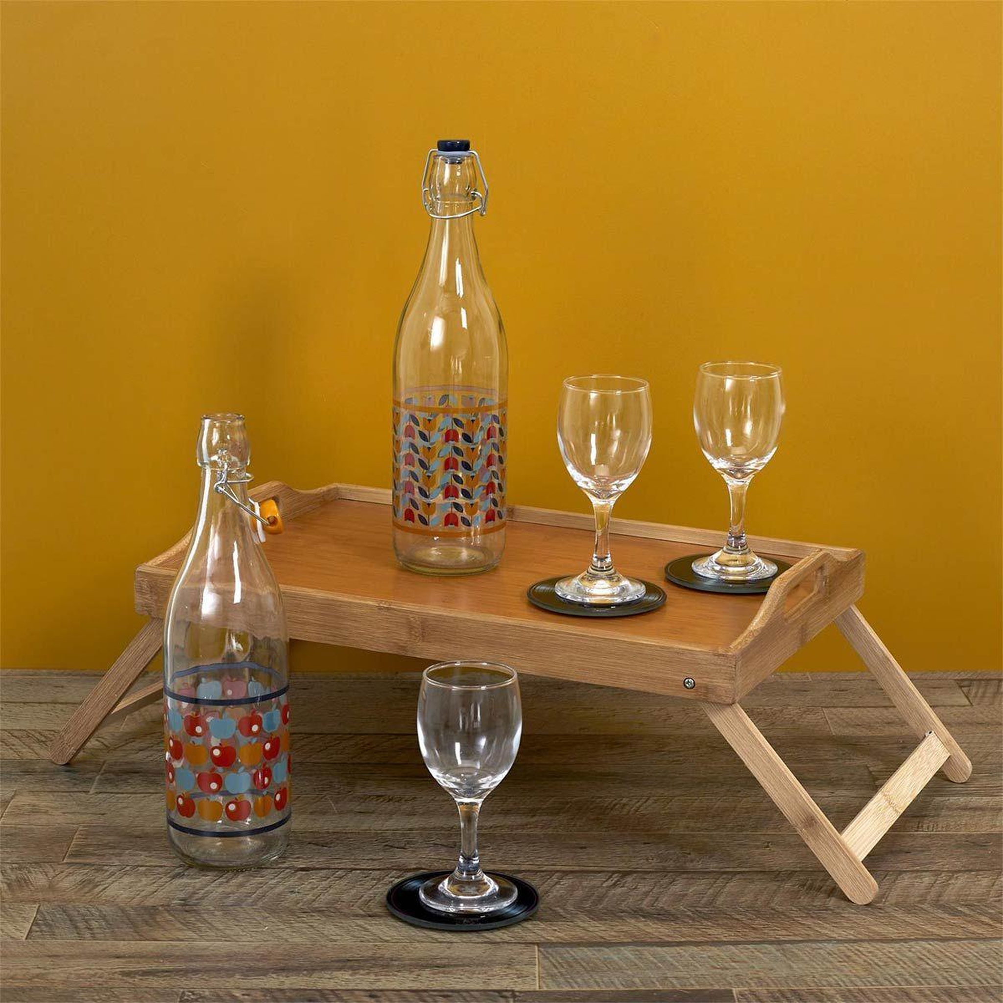 Voir la diapositive 4 : The Home Deco Factory Plateau en bambou design  dépliant  45cm beige