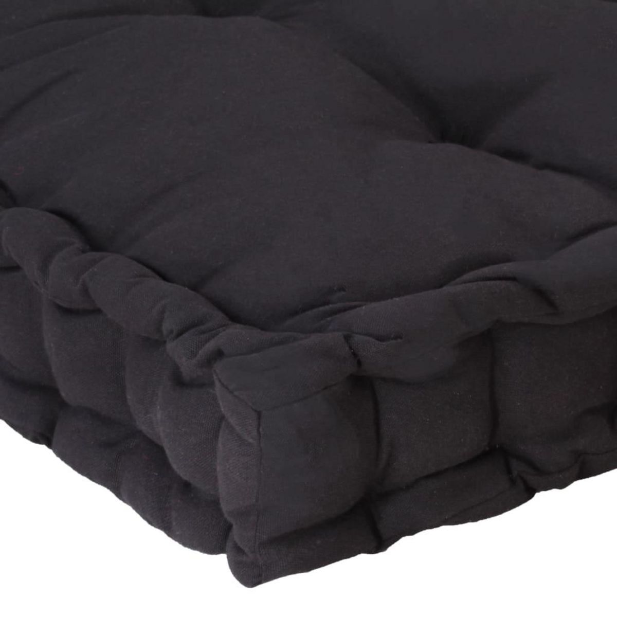 VIDAXL Coussin de plancher de palette Coton 120x40x7 cm Noir