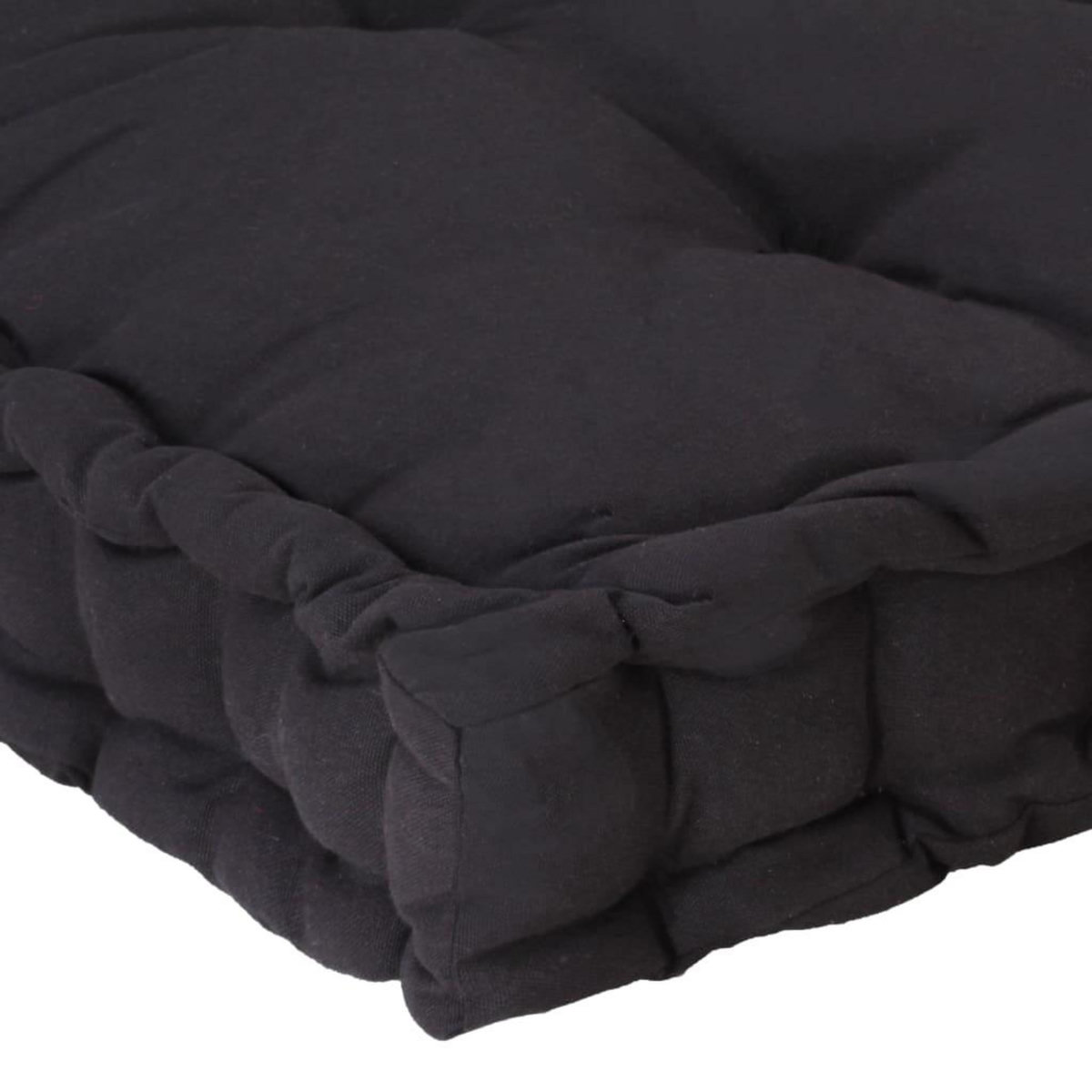VIDAXL Coussin de plancher de palette Coton 120x40x7 cm Noir