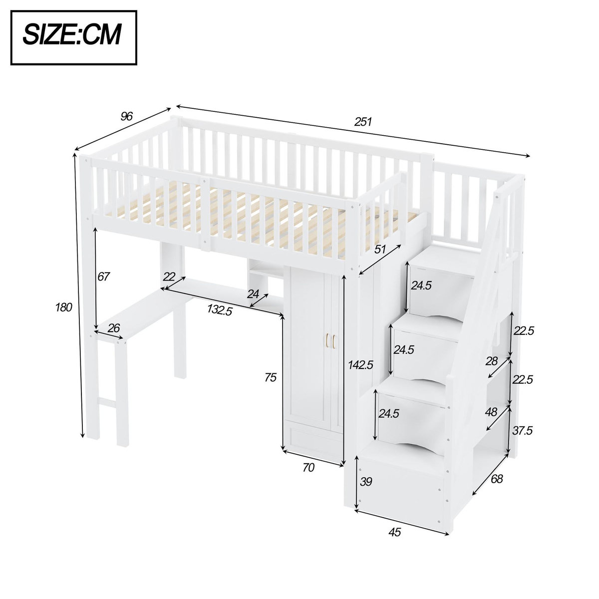 MERAX Lit mezzanine enfant