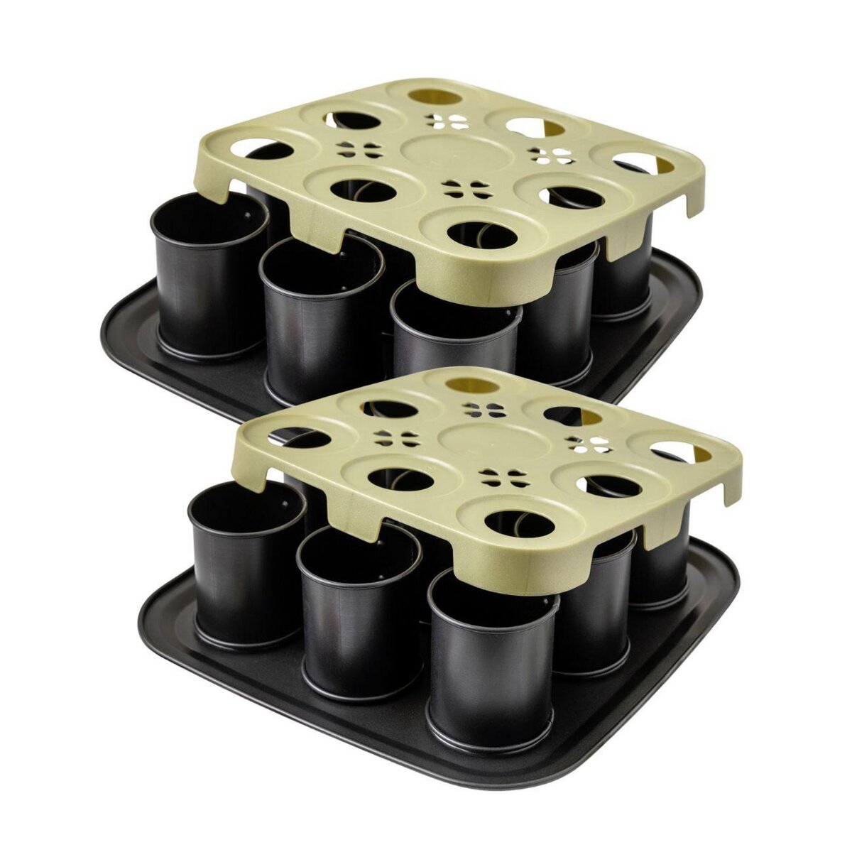 ZENKER Ensemble de 2 Moules à gâteaux individuels 9 empreintes avec couvercle 29 x 29 cm Zenker Bake Click and Go