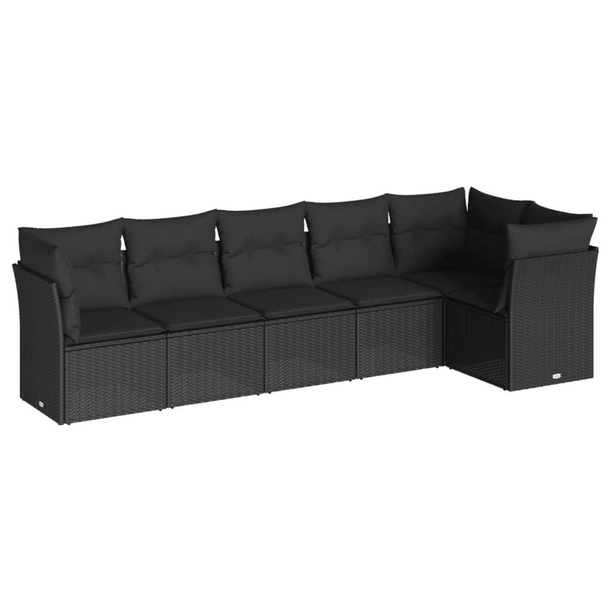 Voir la diapositive 2 : VIDAXL Salon de jardin 6 pcs avec coussins noir resine tressee