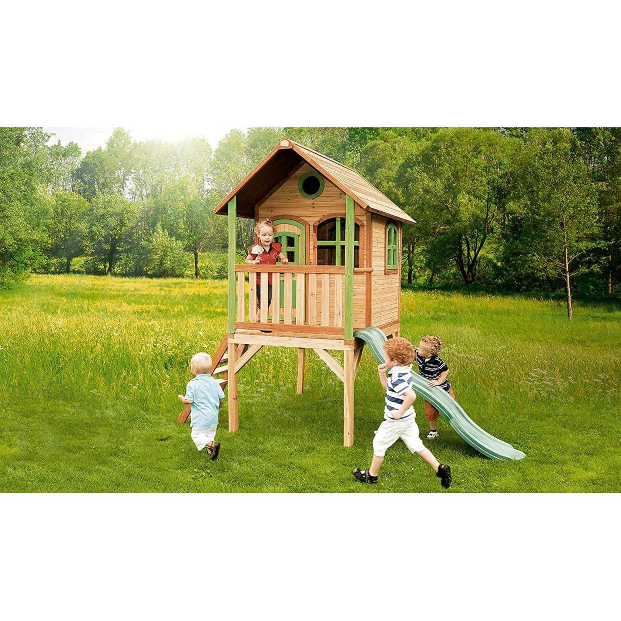 Voir la diapositive 2 : Axi House AXI Cabane enfant LAURA Brun Vert avec toboggan Vert