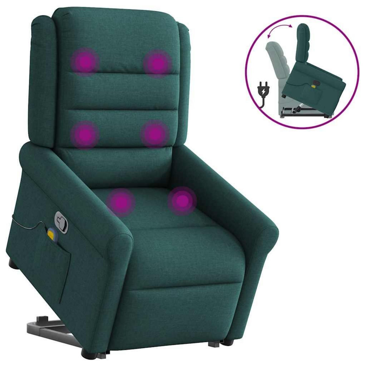 VIDAXL Fauteuil inclinable de massage Vert fonce Tissu