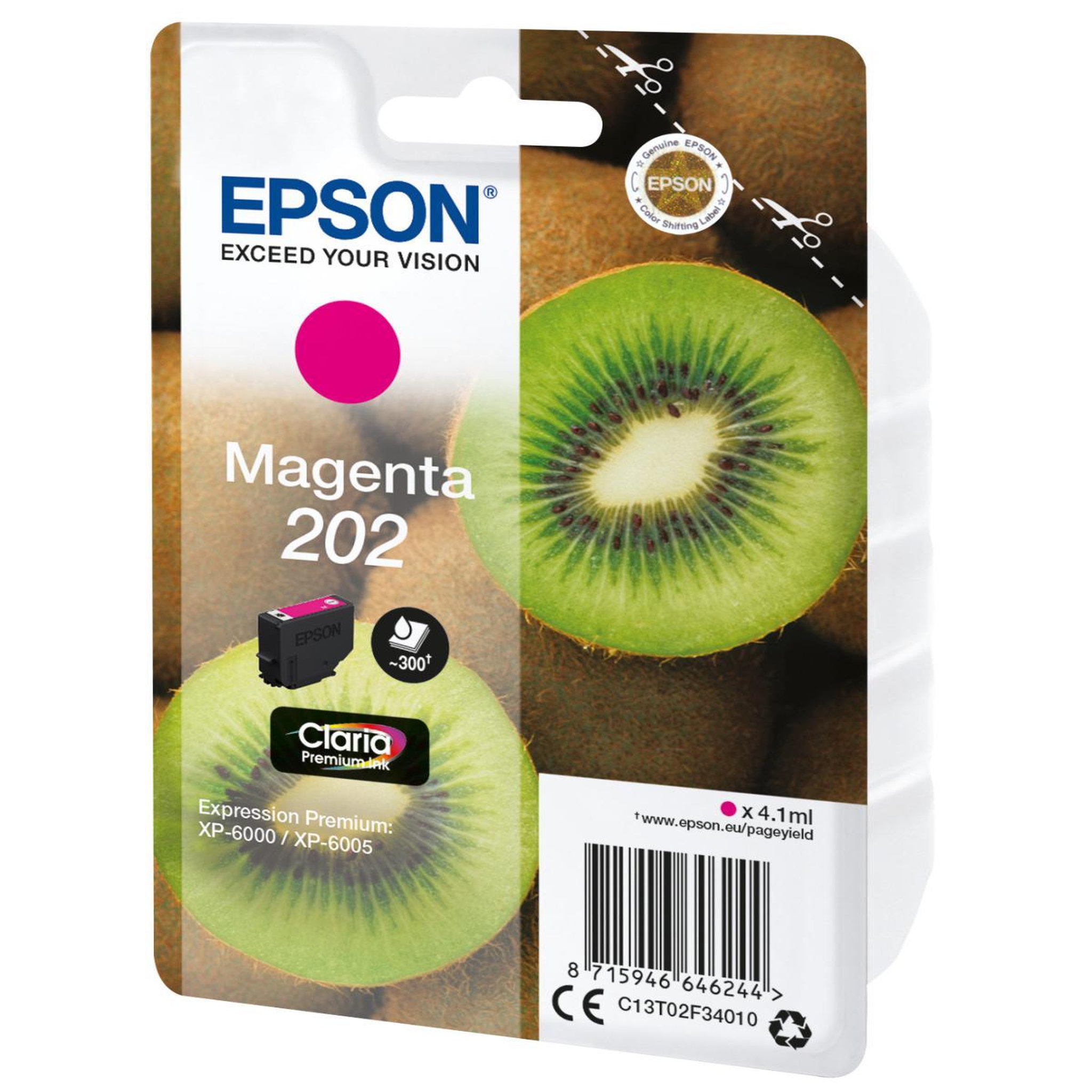 Voir la diapositive 3 : Epson Cartouche d'encre originale 202 magenta série kiwi - c13t02e34010