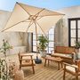 Voir la diapositive 3 : SWEEEK Parasol droit sable rectangulaire 2x3m. mât central imitation bois en aluminium orientable et manivelle d'ouverture