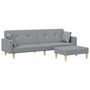 Voir la diapositive 2 : VIDAXL Canape-lit a 2 places avec repose-pied gris clair tissu