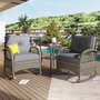 Voir la diapositive 5 : MERAX Salon de jardin 2 places avec 2 fauteuils bascule et table verre trempé