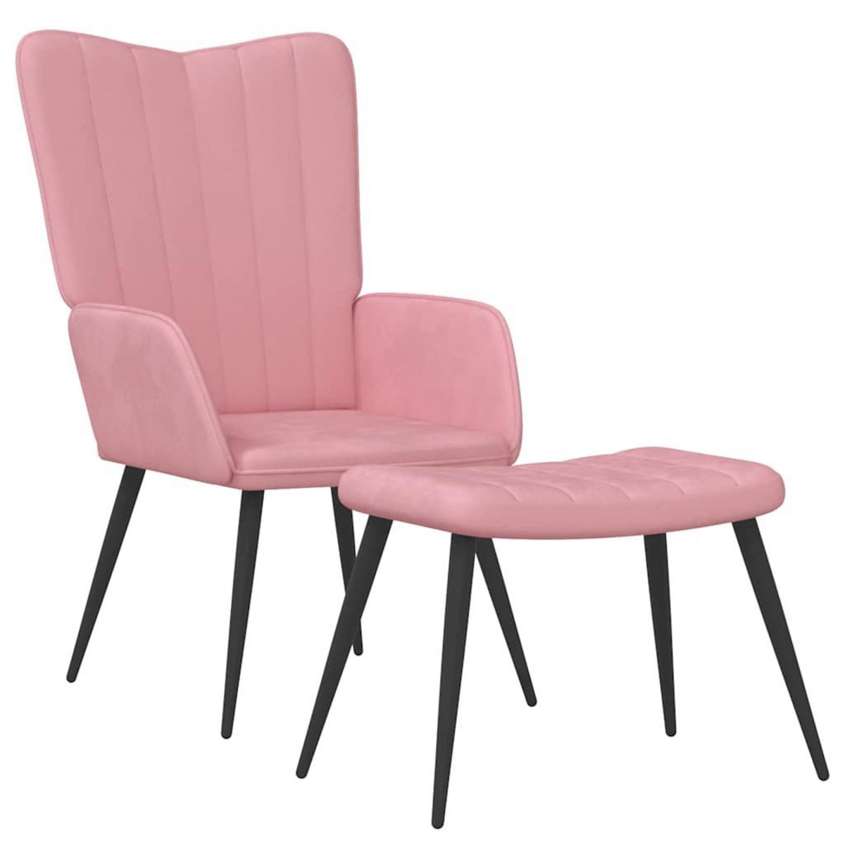 VIDAXL Chaise de relaxation avec tabouret Rose Velours