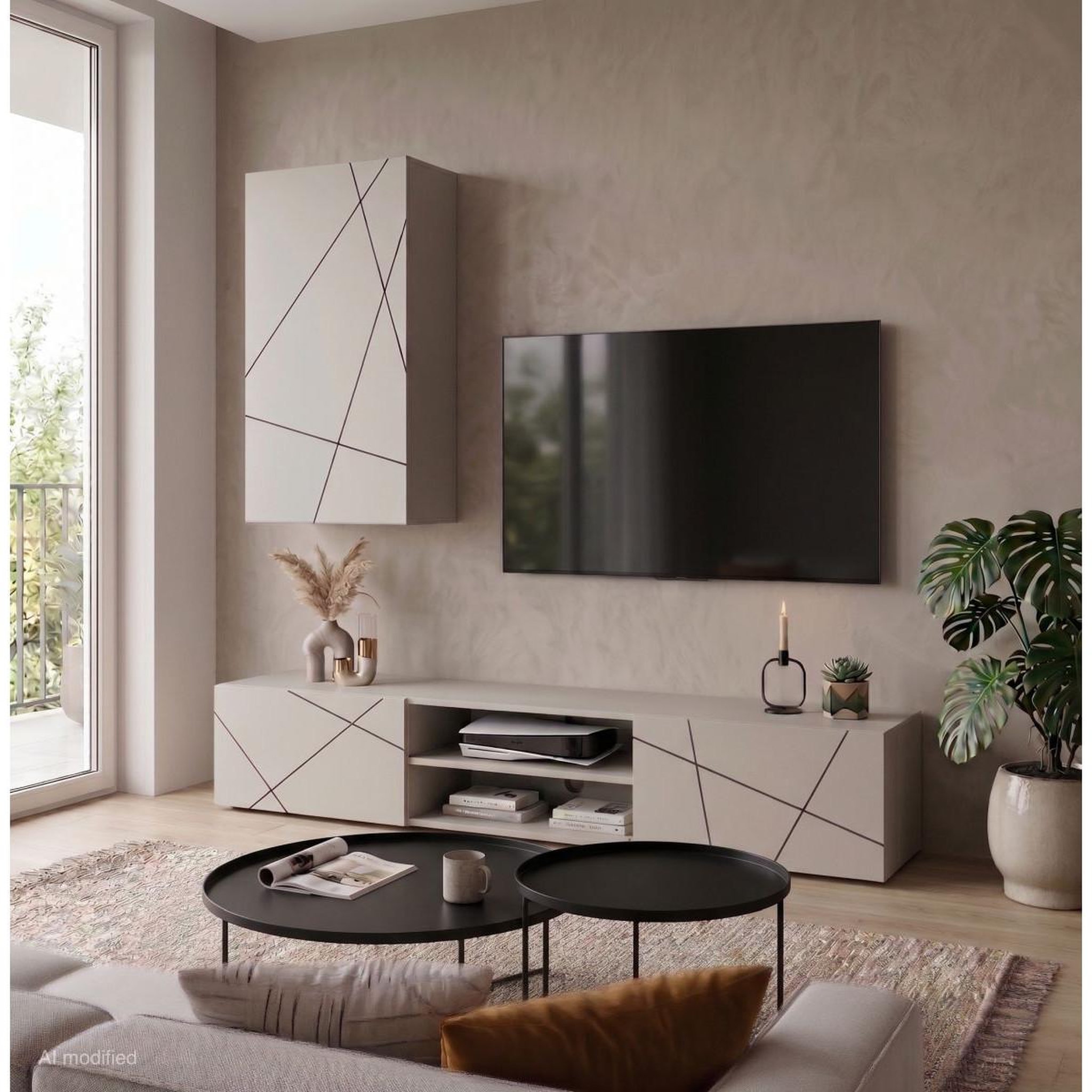 Voir la diapositive 5 : Paris Prix Ensemble meuble tv 2p  geo  180cm beige