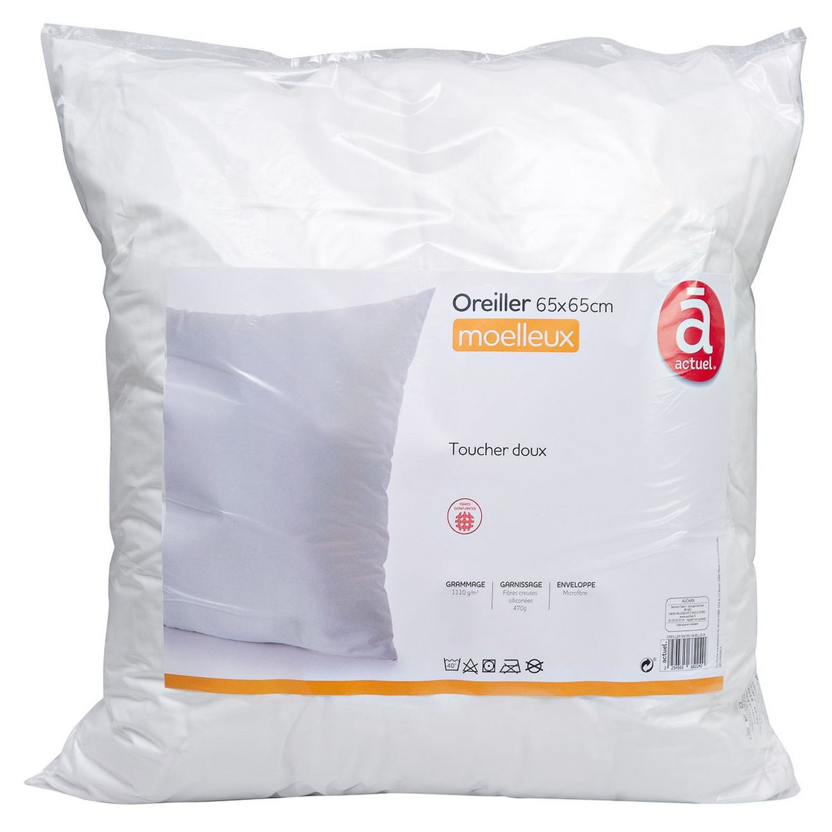 ACTUEL Oreiller confort moelleux uni en microfibre BASIC 
