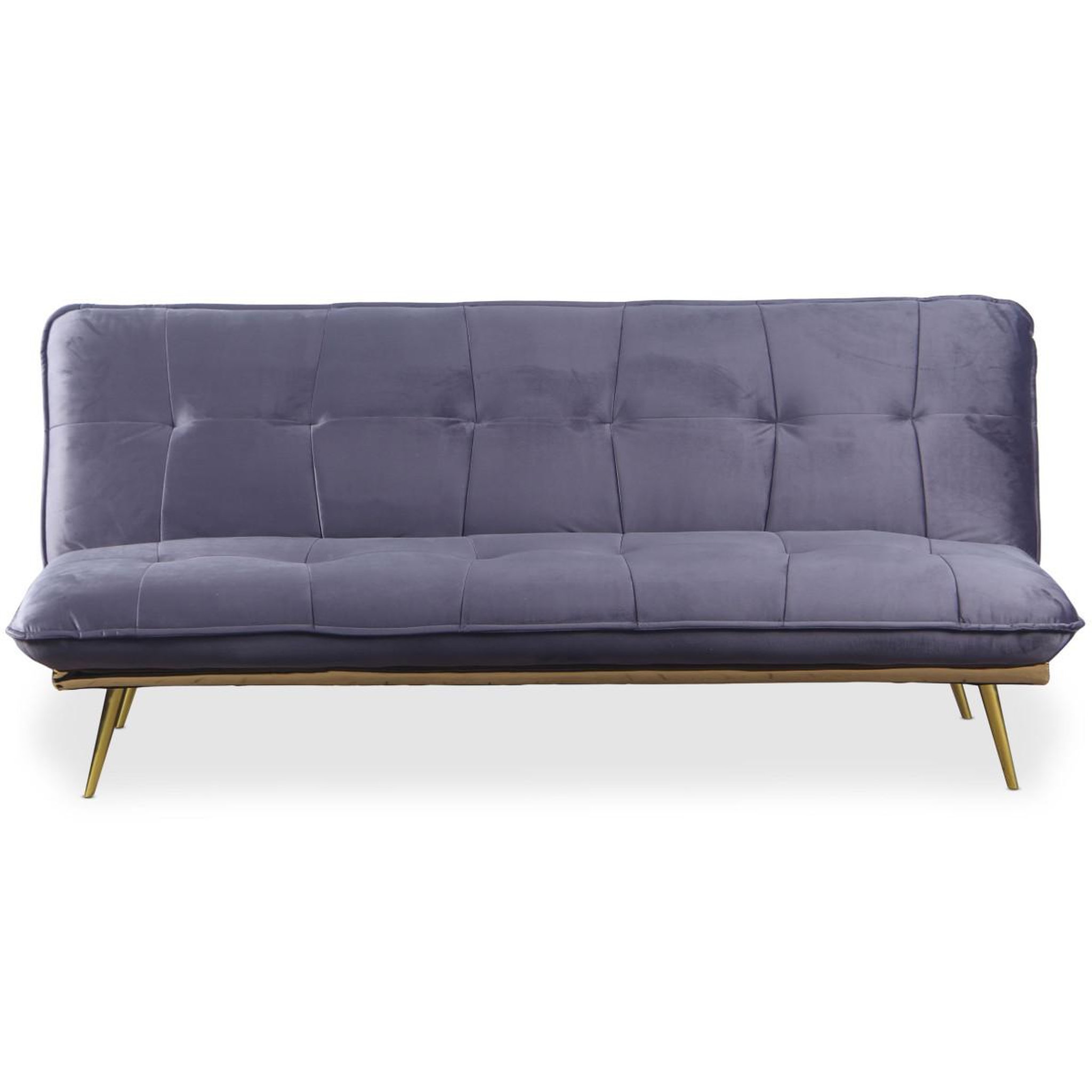 Voir la diapositive 2 : Paris Prix Canapé Convertible en Velours  Floran  182cm Gris