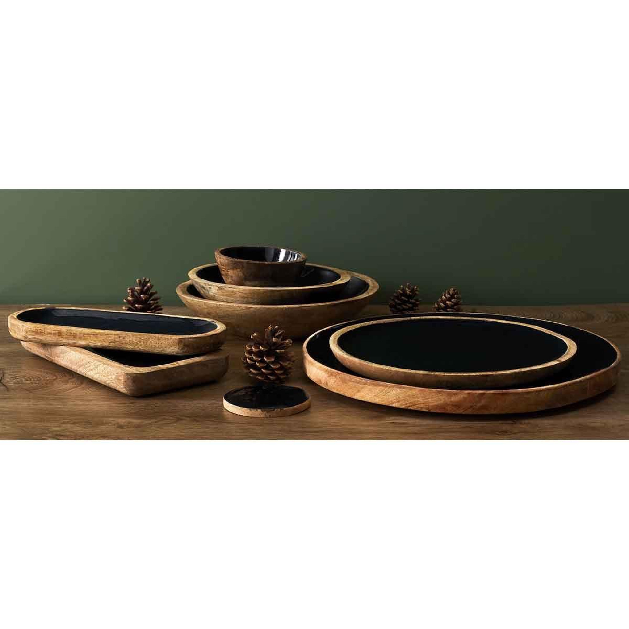 Voir la diapositive 3 : The Home Deco Factory Dessous d'assiette en bois  black forest  35cm noir