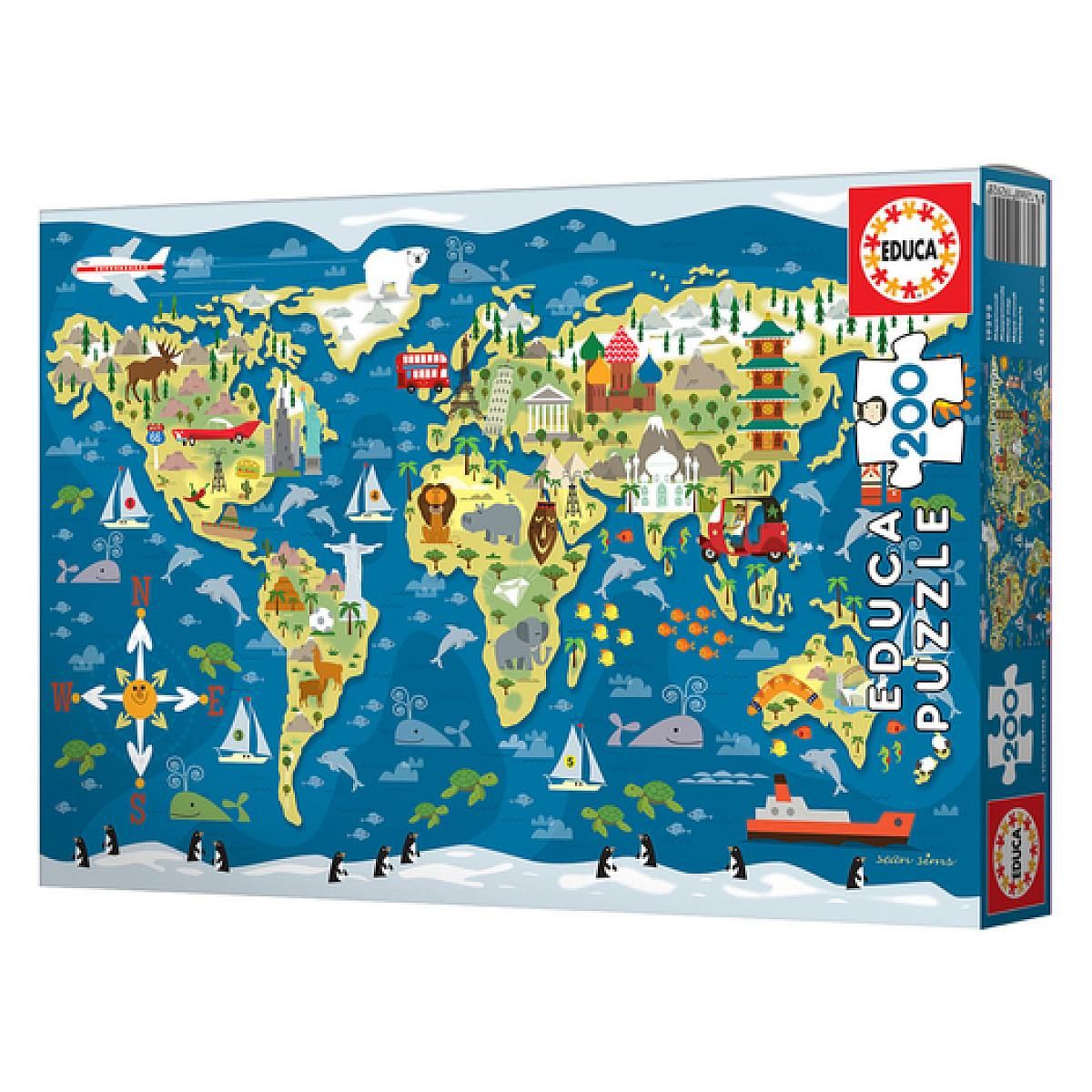 EDUCA Educa puzzles 200 pieces mappemonde