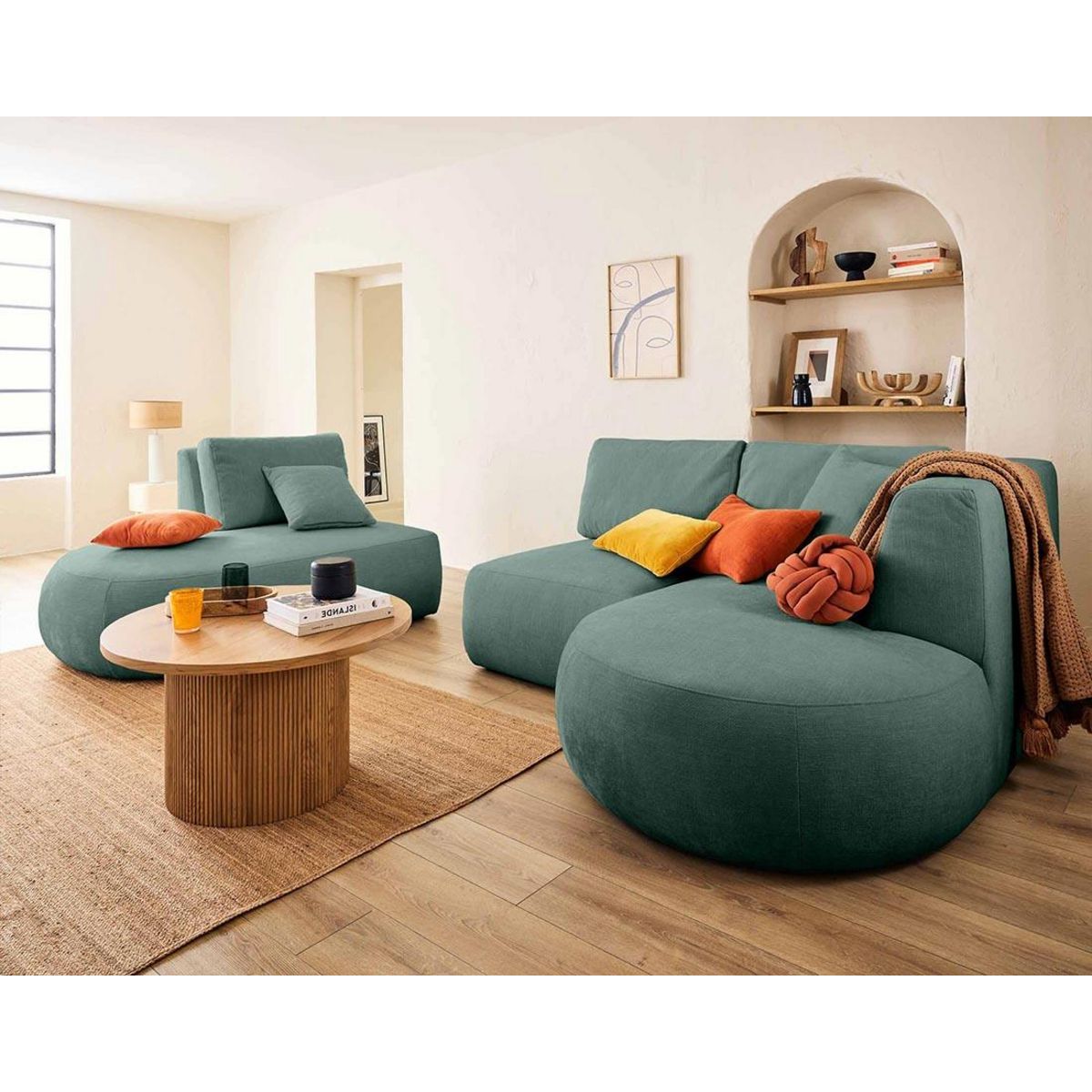 LISA DESIGN Santorini - canapé modulable d'angle droit - 5 places - en tissu texturé