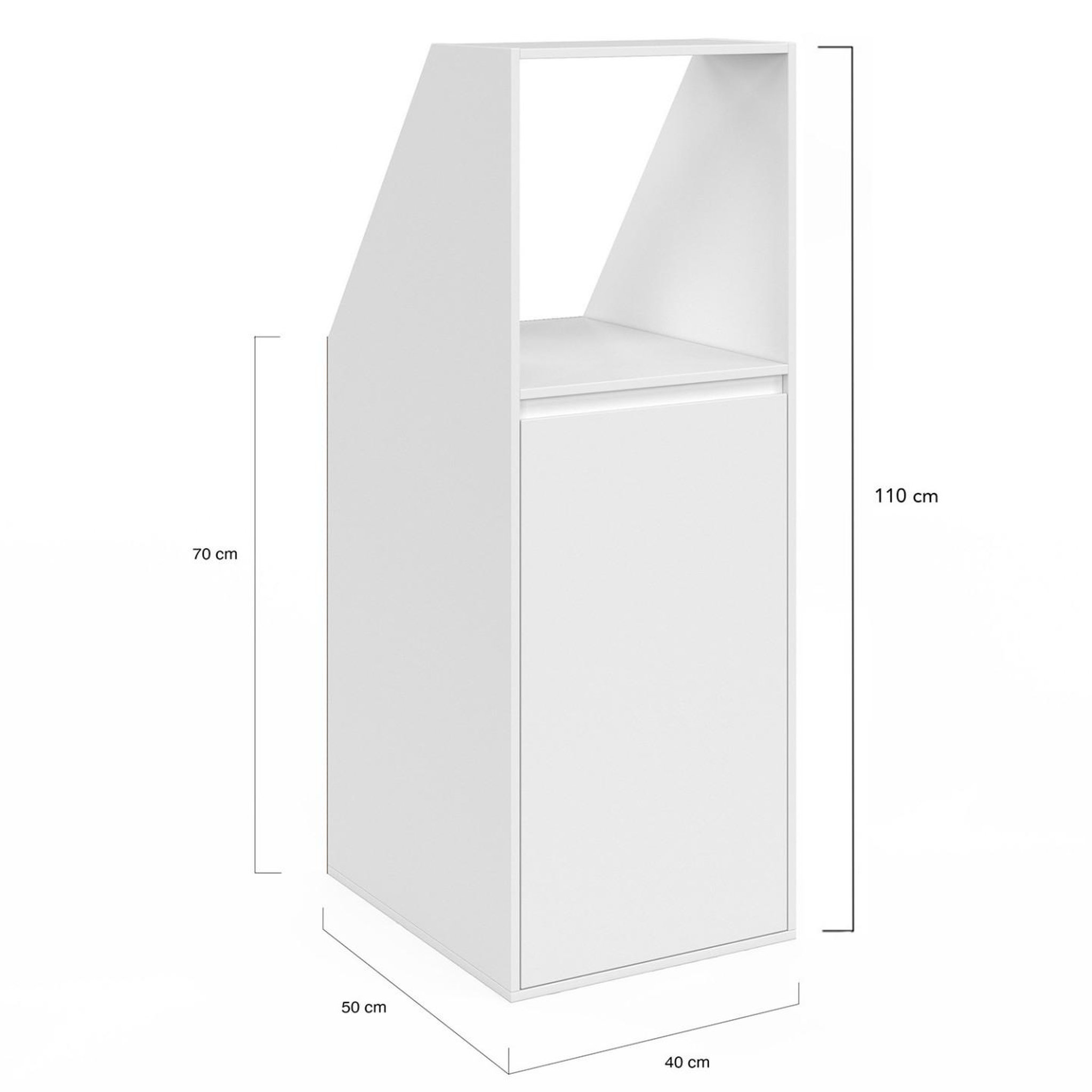 Voir la diapositive 4 : ID MARKET Armoire sous pente 1 porte et 1 niche tomi 40 x 50 x 110/70 cm blanc
