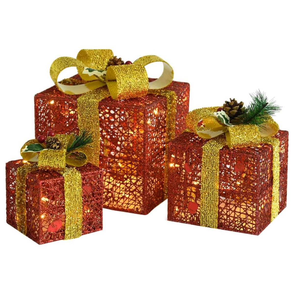 VIDAXL Boîtes-cadeaux de Noël decoratives 3 pcs Exterieur Interieur